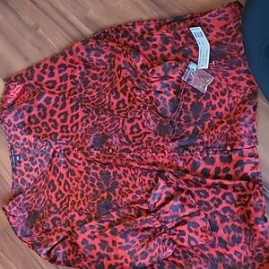 Zac & Rachel Vibrant Red Animal Print Top